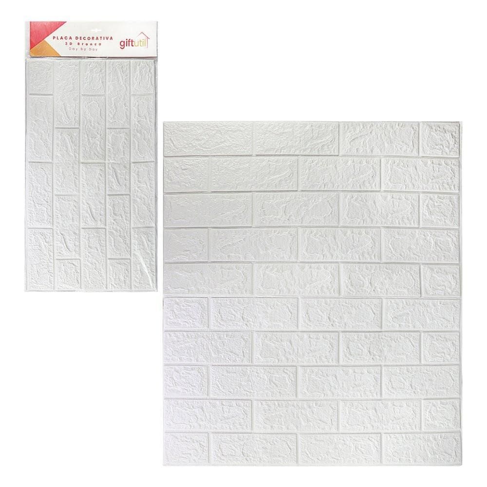 Placa Decorativa Papel Parede Texturizado Branco 70X77Cm