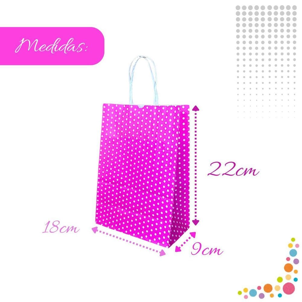 Sacola Papel Kraft Para Presente Produtos Bolinhas 18X9X22Cm