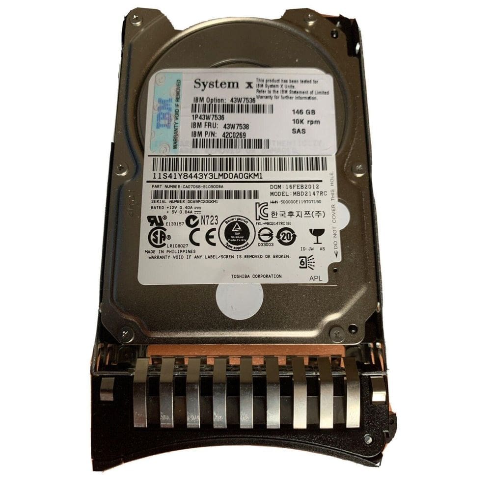 Hd Sas Ibm 146Gb 10K 2.5 43W7538 42C0269 Huc101414css300