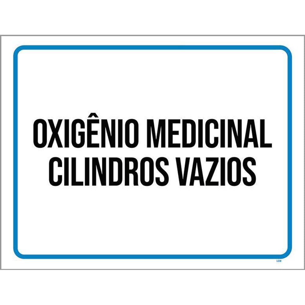 Placa Sinalização Oxigênio Medicinal Cilindros Vazios 36X46