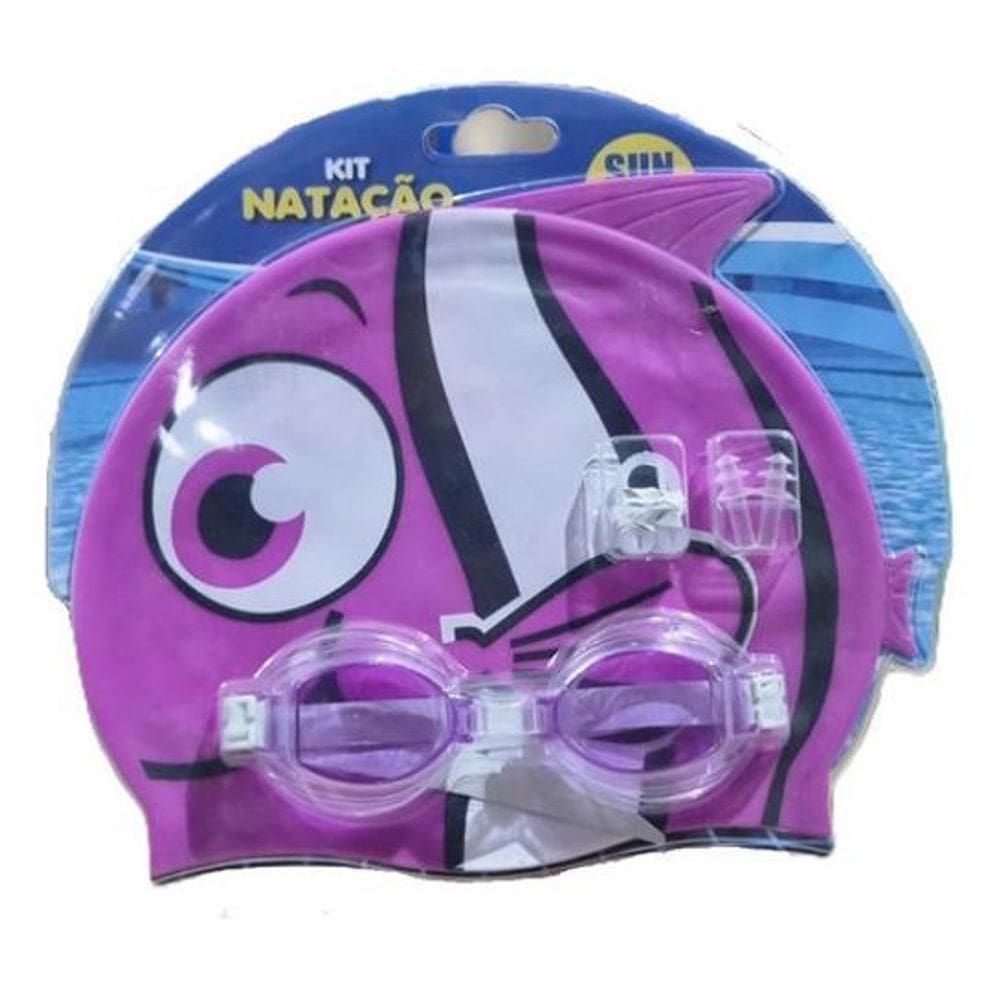 Kit Natação Sun Way - Touca, Óculos, Protetor, Rosa