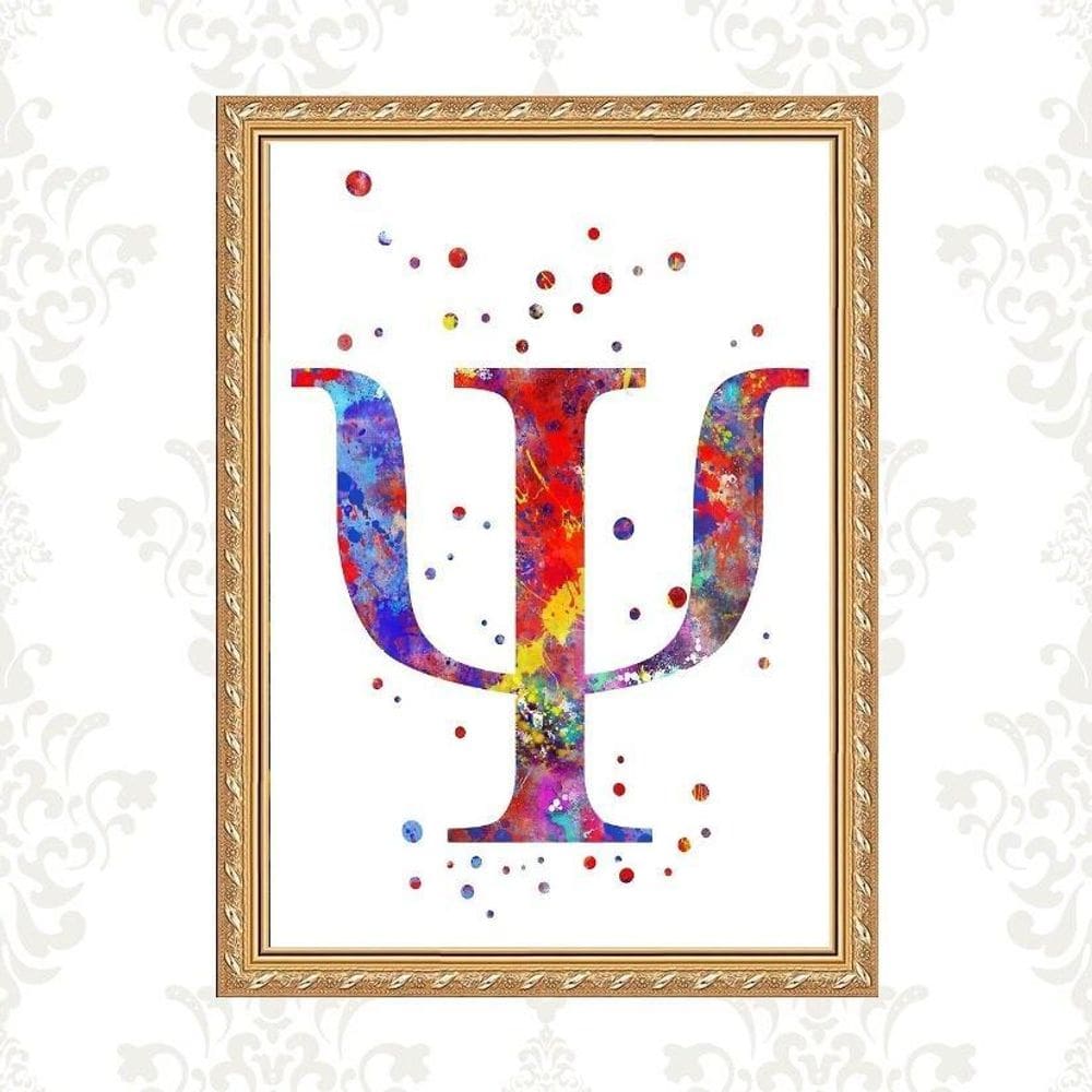 Quadro Moldura Dourada Símbolo Psicologia 24X18Cm