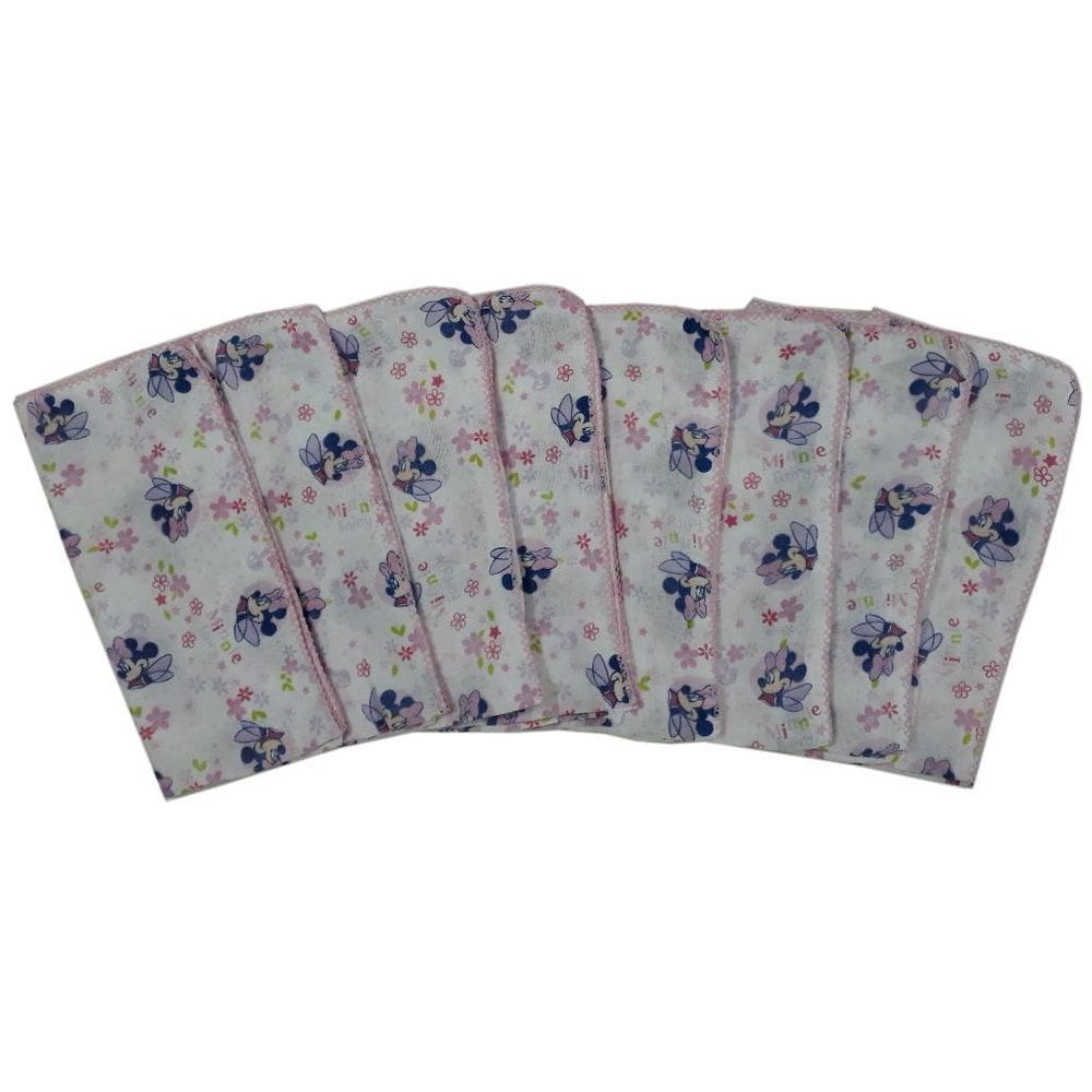 5 Fralda Disney Estampada 70X70Cm Com Croche Minnie