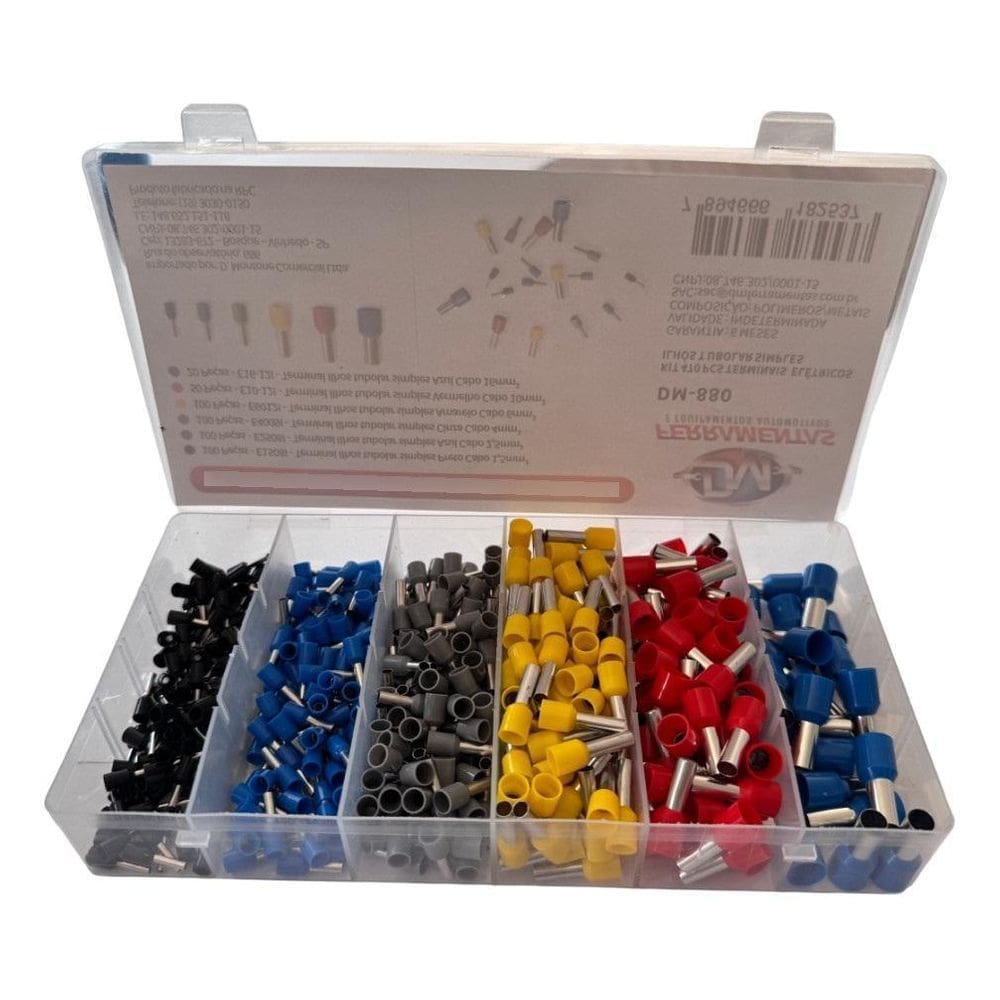 Alicate Crimpar Terminal + 470 Pcs Terminais Ilhos Tubular