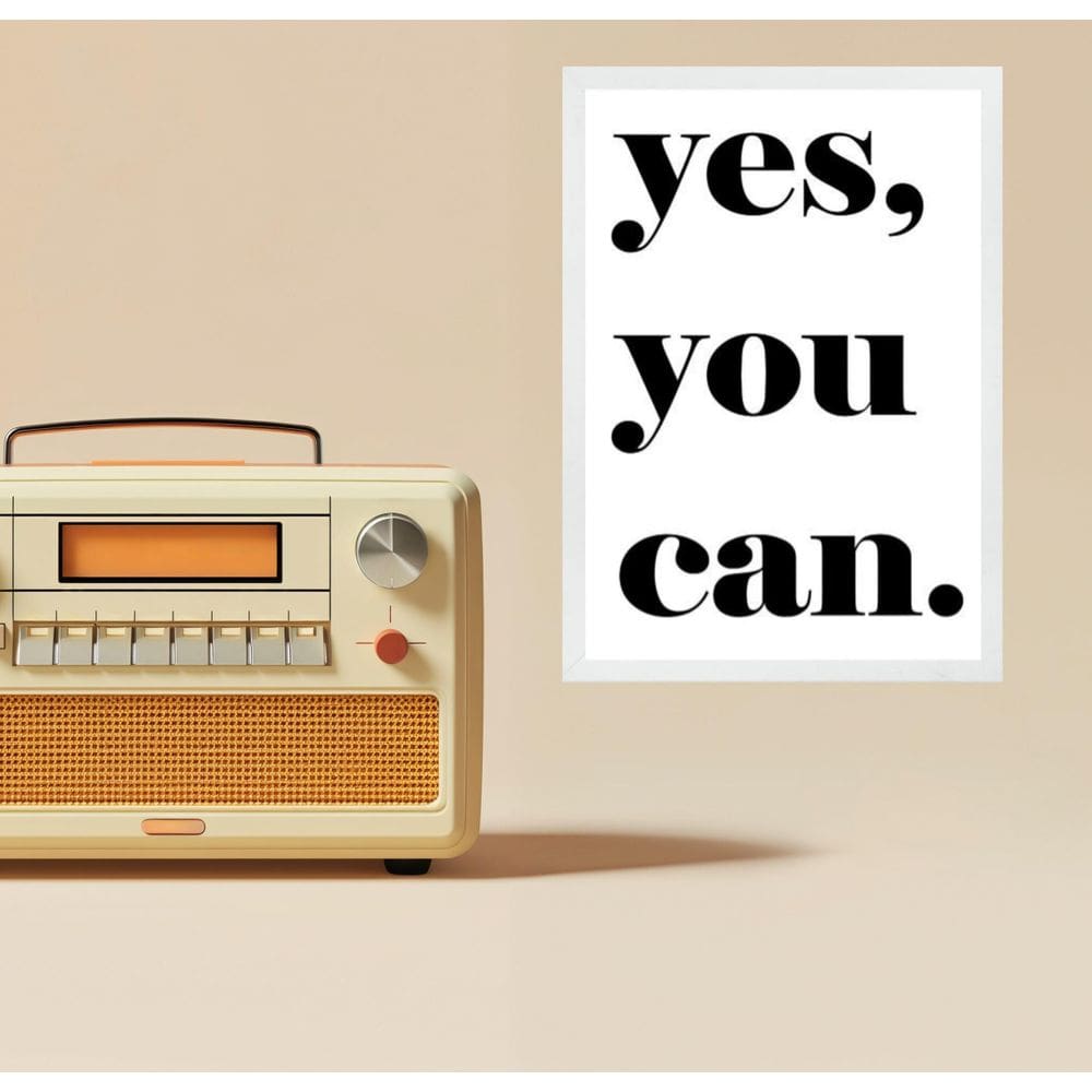 Quadro Minimalista Yes, You Can 45X34Cm - Com Vidro