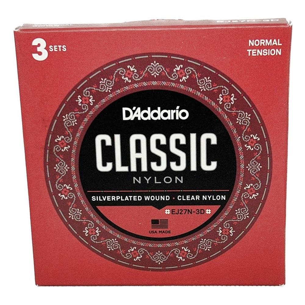Cordas Violão D`Addario EJ 27 N Nylon Transparente - 3 Jogos