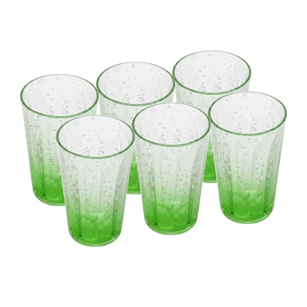 Cj 6 Copos Altos de Acrílico C/Detalhes Bolhas Verde Degradê 590ml Entrecasa