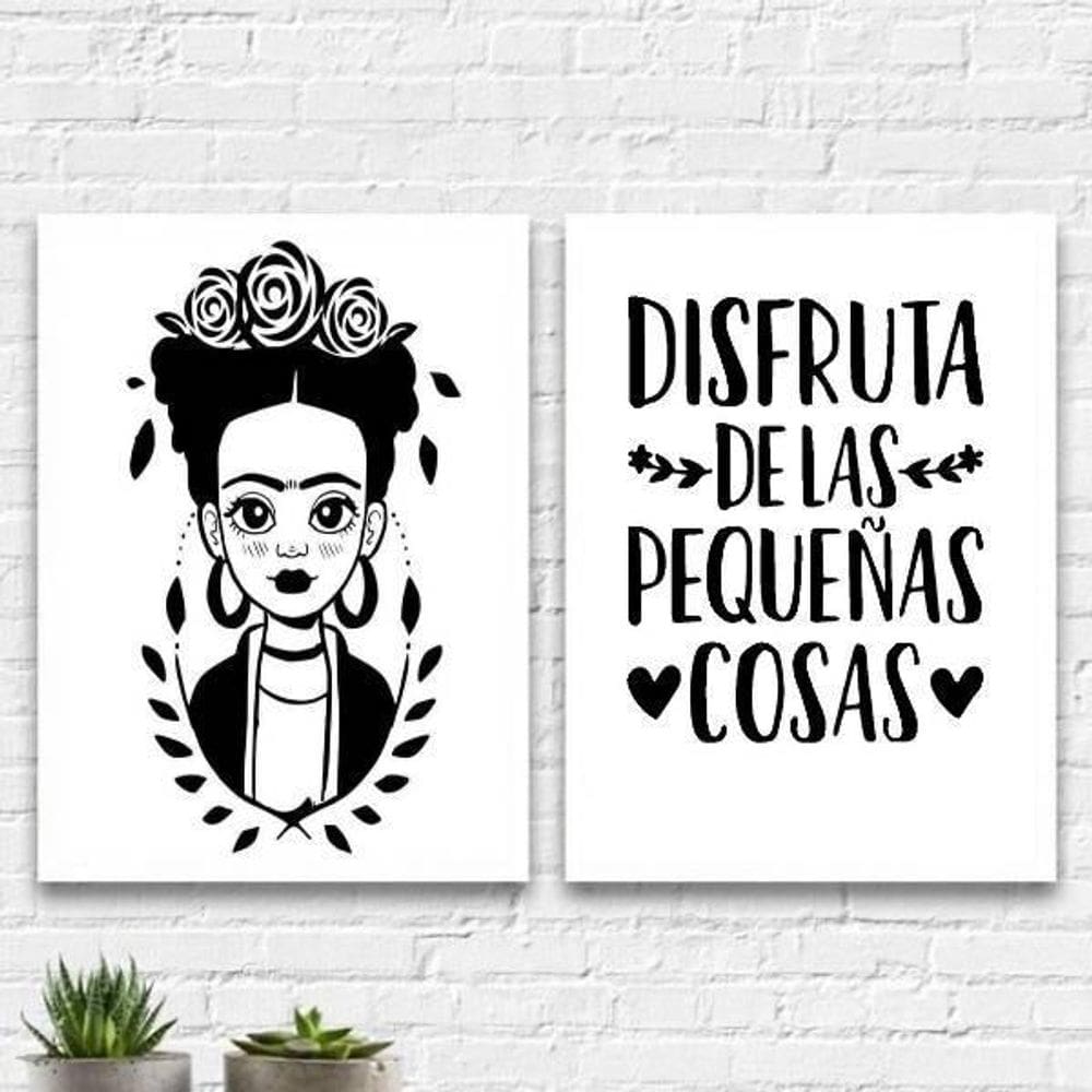 Kit 2 Quadros Disfruta Las Pequeas Cosas 45X34Cm Branca