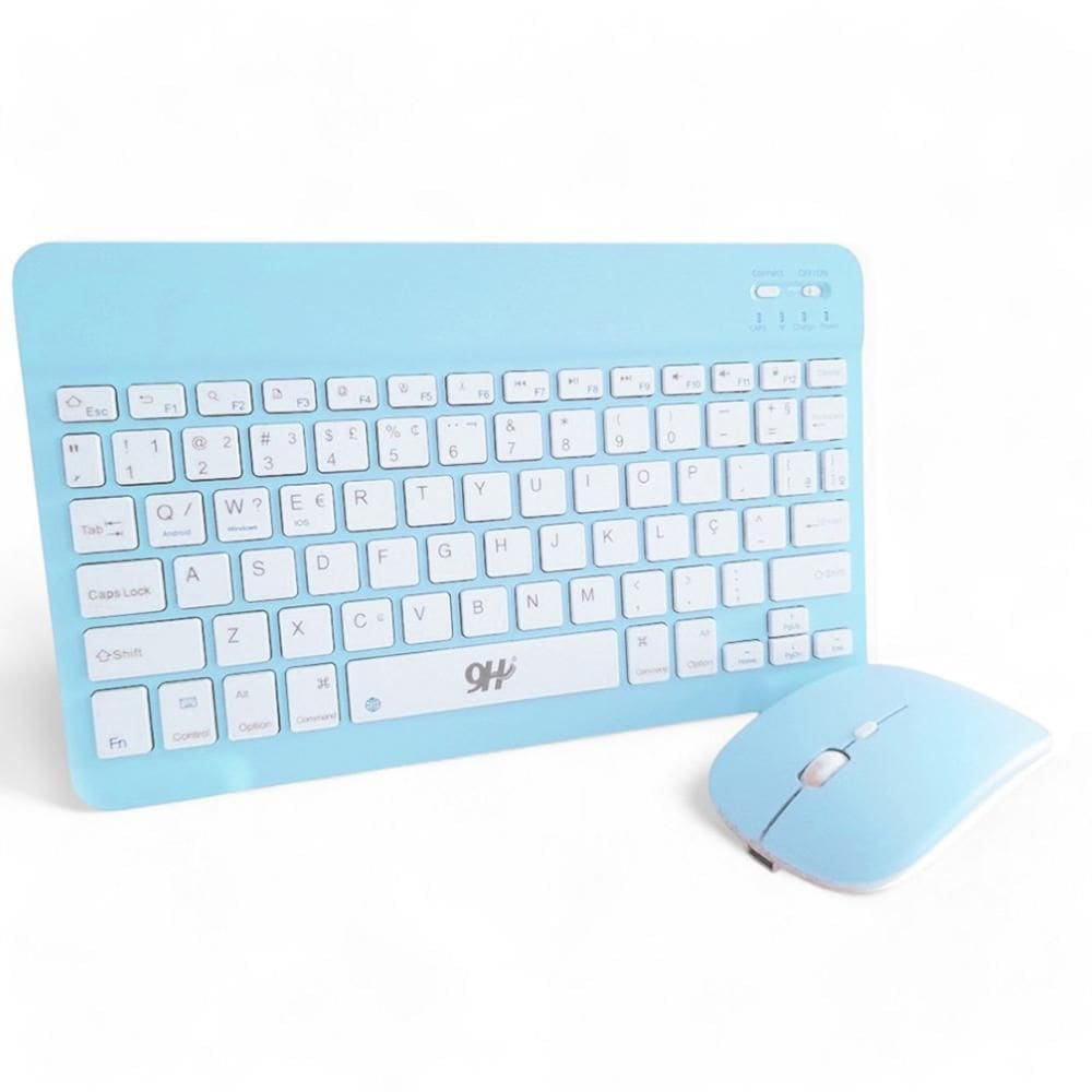 Kit Teclado E Mouse Wireless Slim A6732 Azul Recarregável