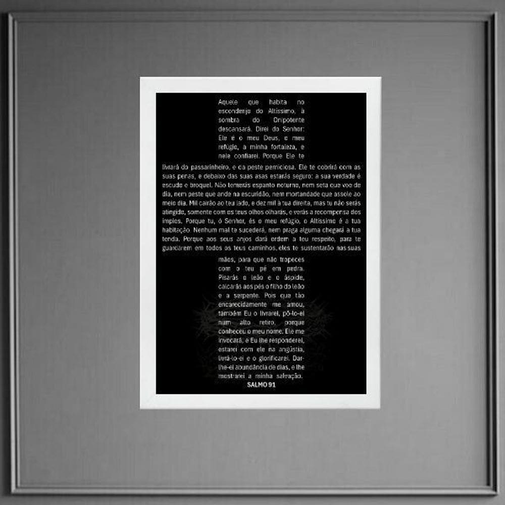 Quadro Salmo 91 - Cruz 24X18Cm - Com Vidro