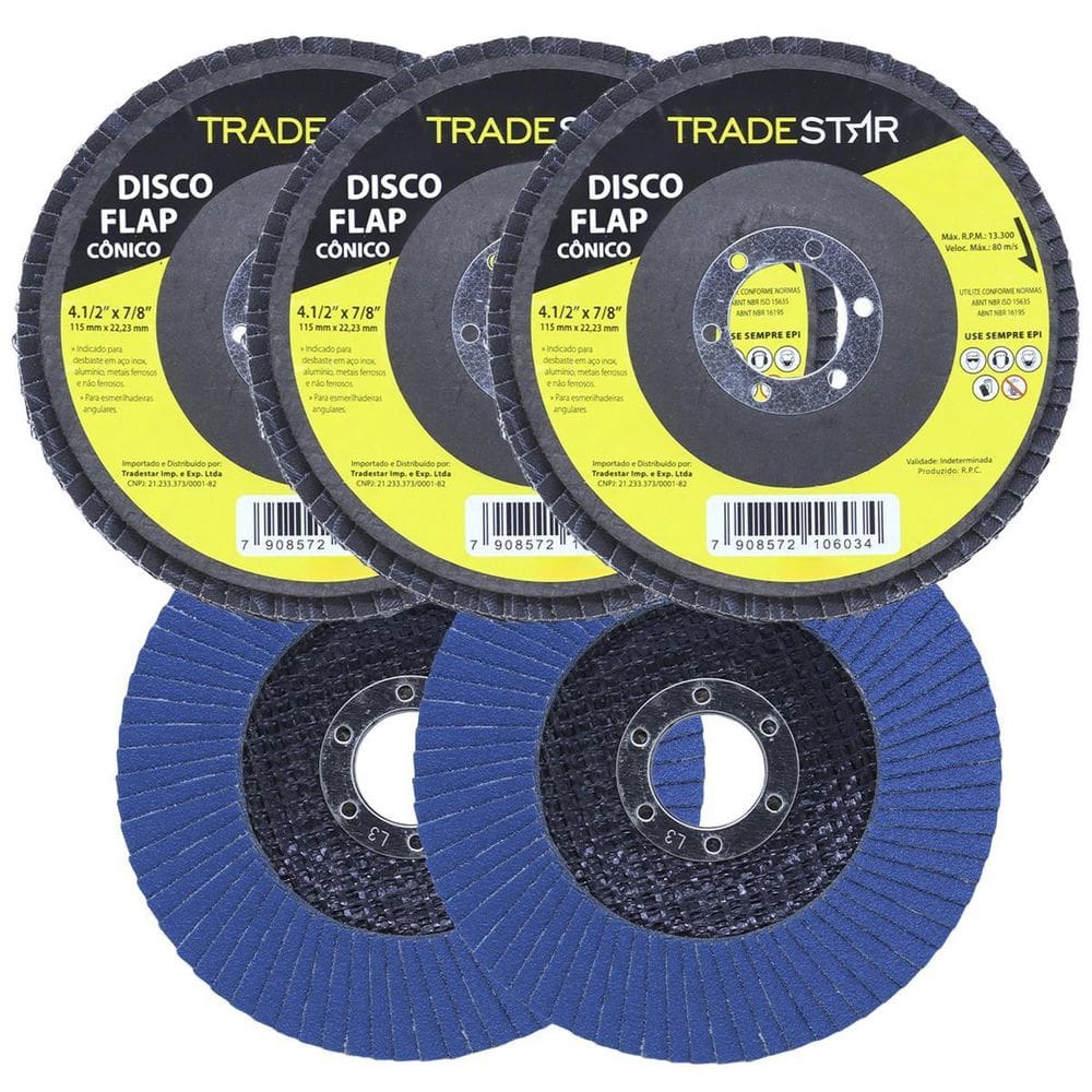 Kit Disco De Lixa Flap 4.1/2 Grão 80 Para Lixadeira 05 Un
