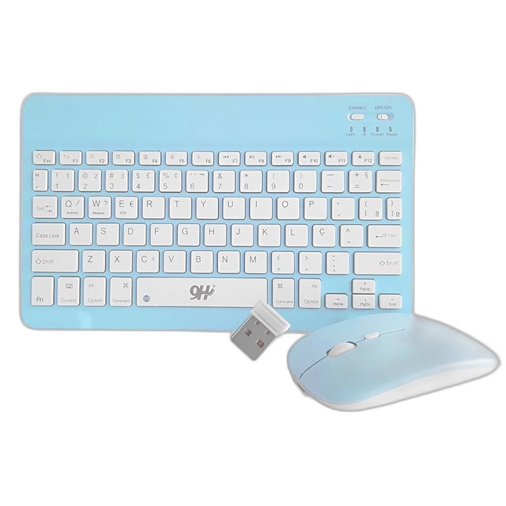 Teclado E Mouse Sem Fio A6732 Slim Recarregável Azul