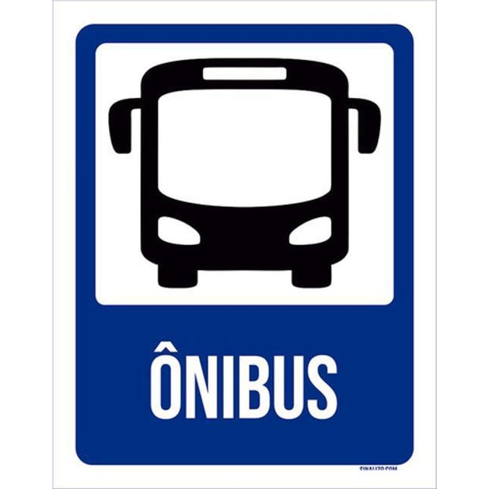 Kit 3 Placas Ônibus Desenho Azul