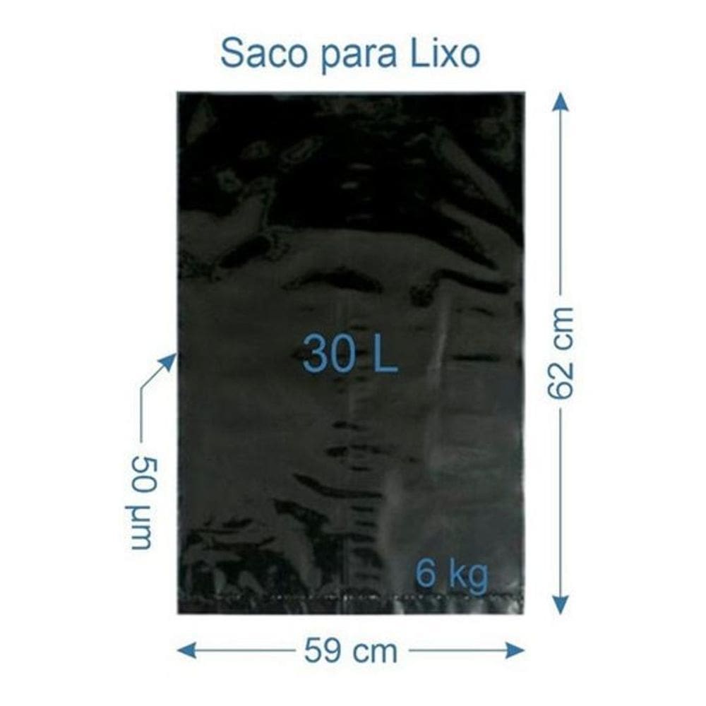 100 Sacos Para Lixo Preto Reforçado 30 Litros
