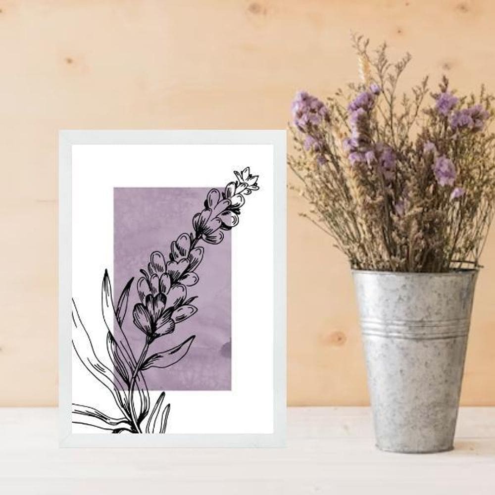 Quadro Decorativo Lavanda - Moderno 24X18Cm - Com Vidro