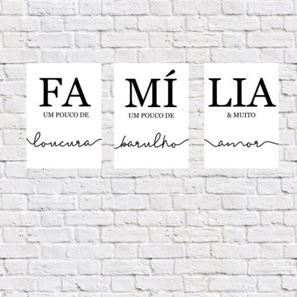 Kit 3 Placas Decorativas Família 18X27Cm
