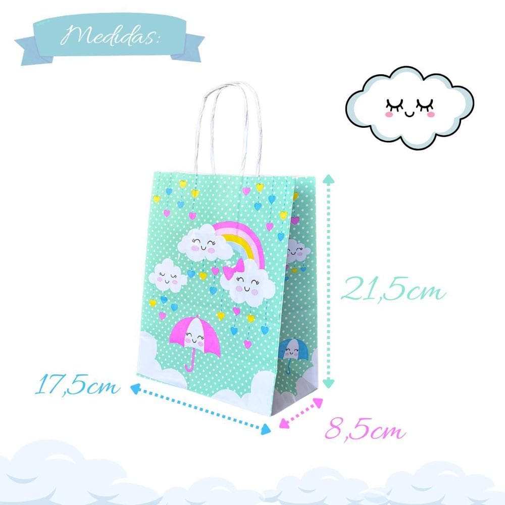 Sacola De Papel Kraft Presente Estampadas 17,5X8,5X21,5Cm