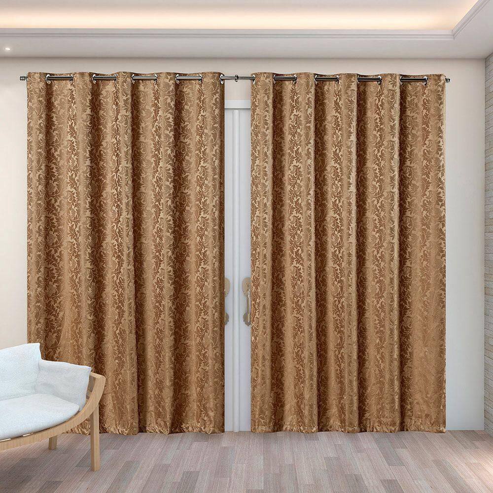 Cortina Sala Tecido Jacquard Avela Semi Blackout 4,00X2,50
