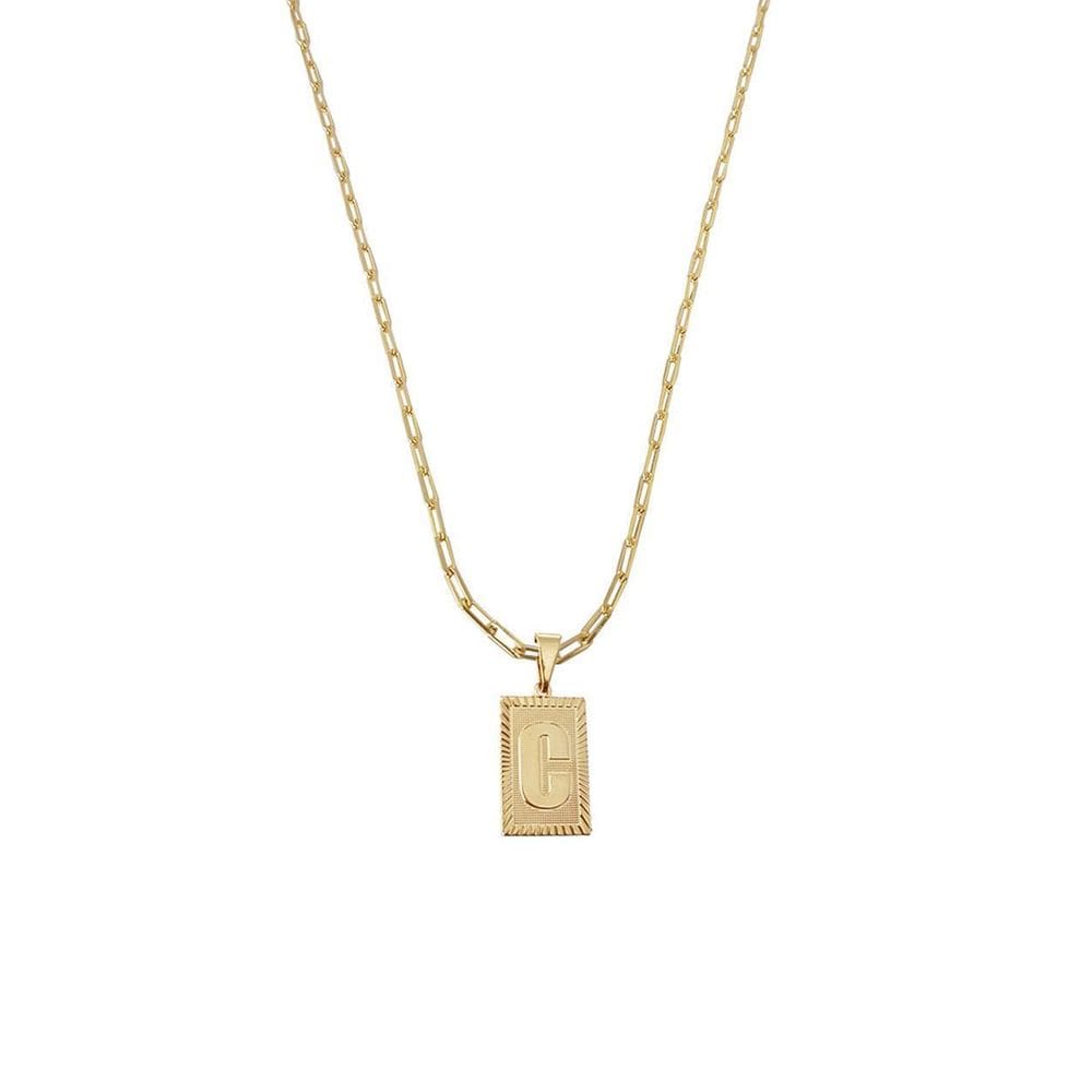 Cordão 60Cm Masculino Feminino Pingente Letra C Banhado Ouro