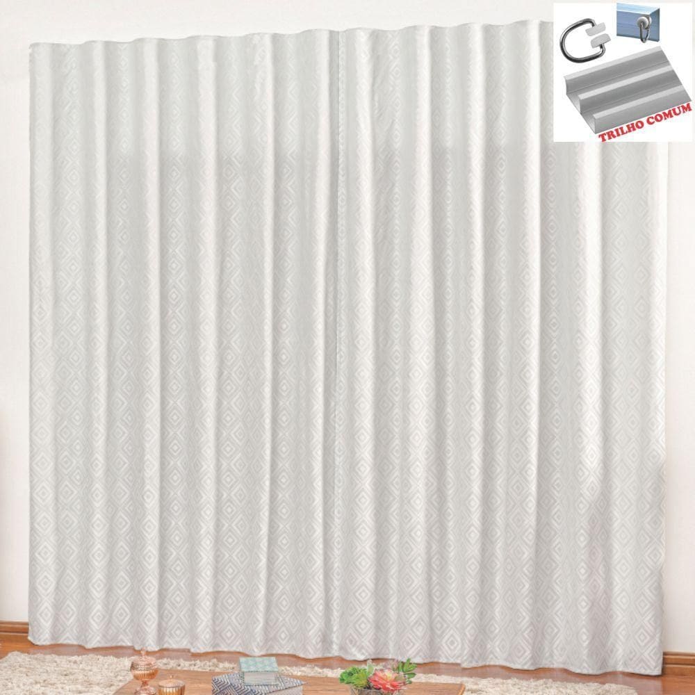 Cortina Em Jacquard Bahamas 3,00 X 2,70 Trilho Comum Cinza