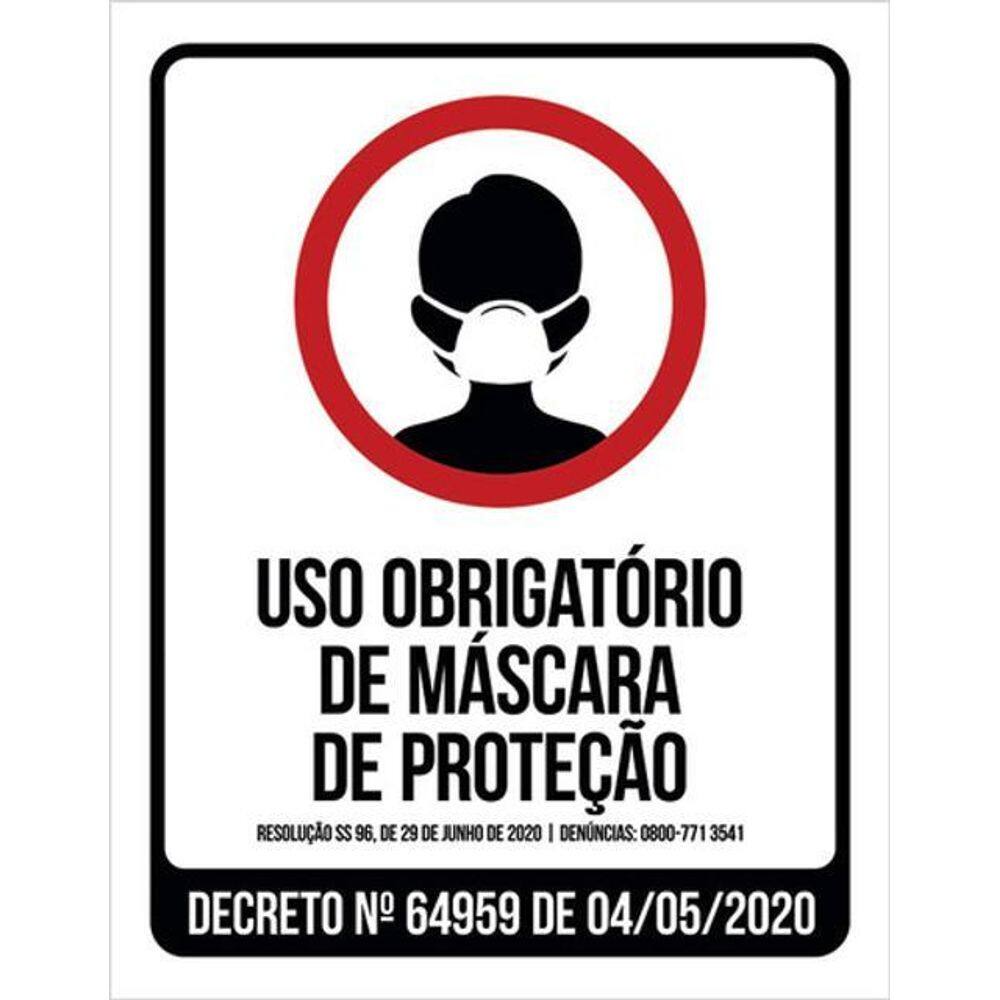 Kit 5 Placas Uso Obrigatório De Máscara De Proteção 36X46