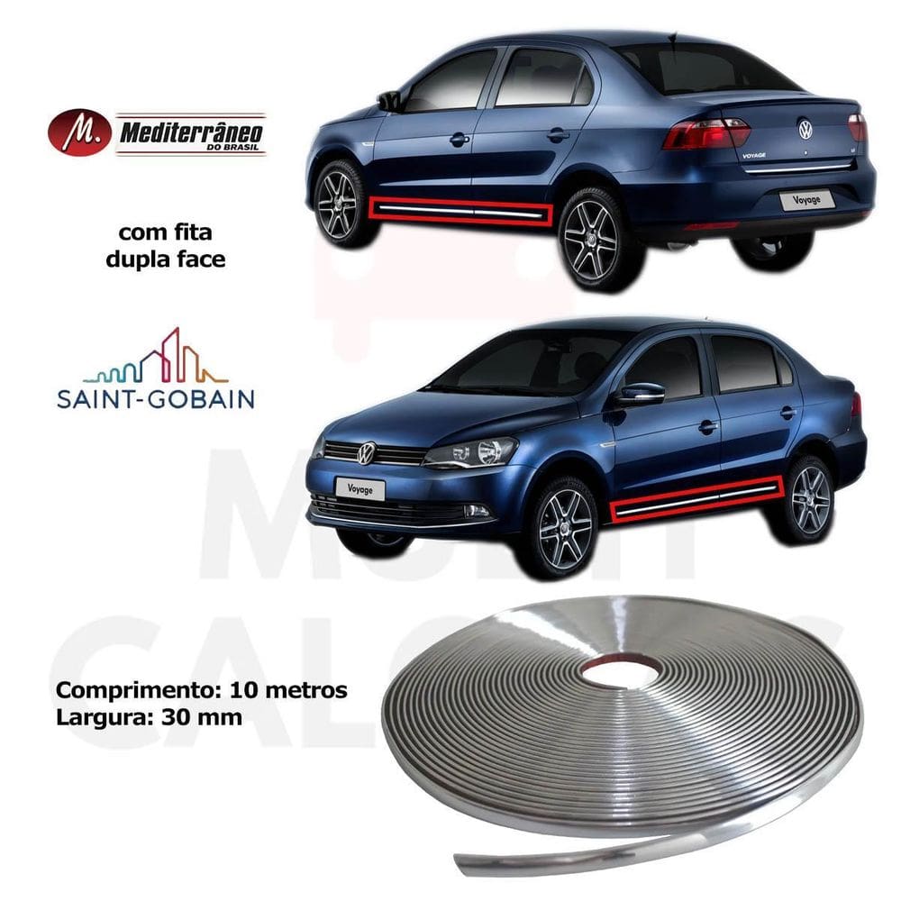 Friso Lateral Cromado Universal 30Mm 10 Metros Pa128