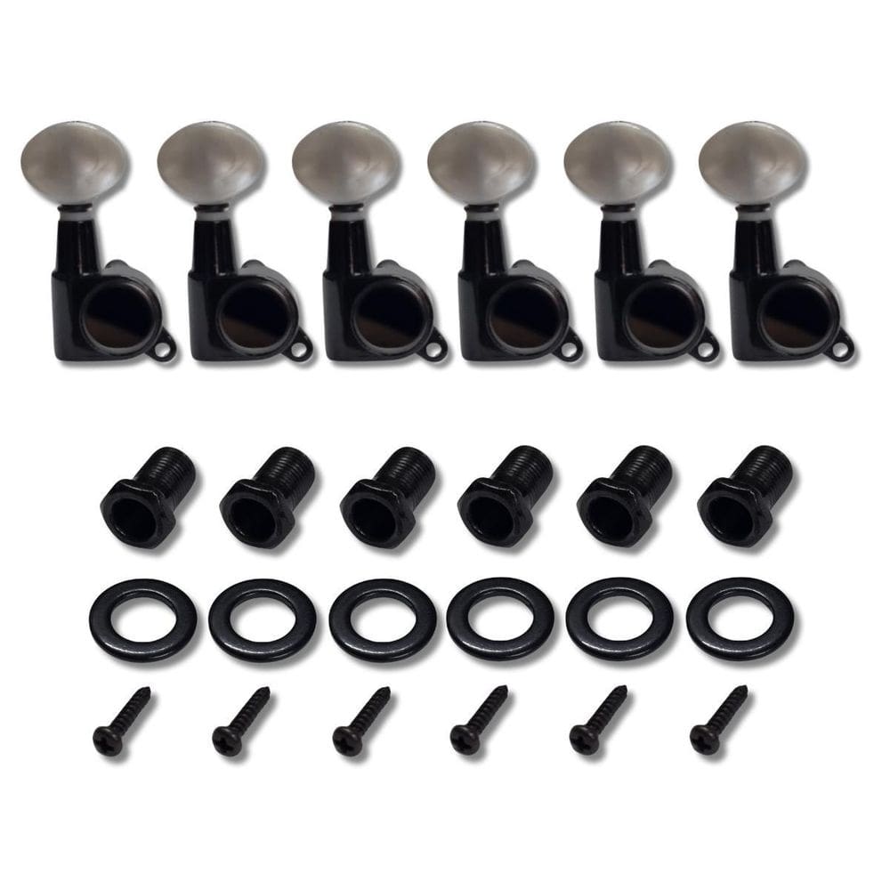 Kit 6 Tarraxa Guitarra Blindada Preta Madre Pérola Mhg500Pm