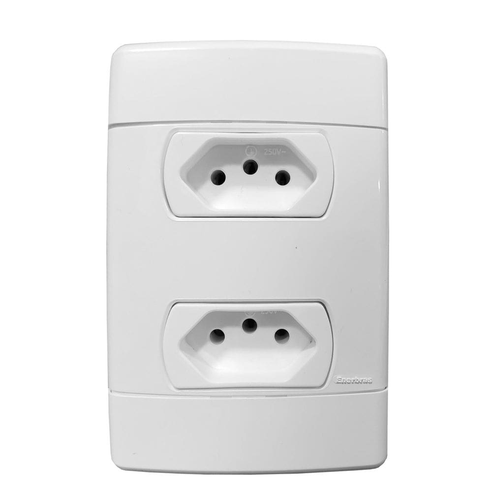 Cj Tomada Dupla Separado 10A 4X2-Enerbras Neo Sottile Branco