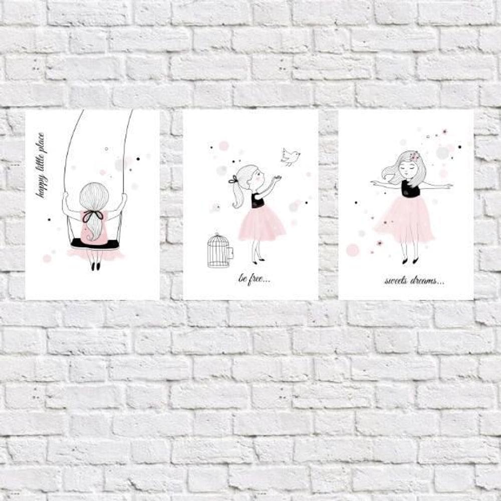 Kit 3 Placas Infantis Sweet Dreams 18X27Cm