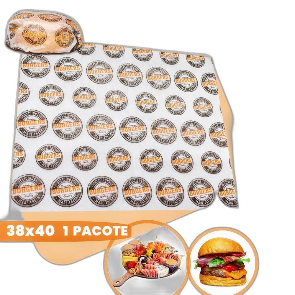 Papel Manteiga Gourmet Impermeavel Segurar Hamburguer Grande
