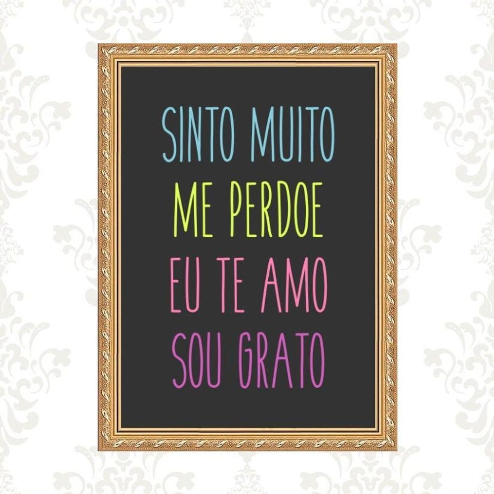 Quadro Moldura Dourada - Ho`Oponopono 45X34Cm