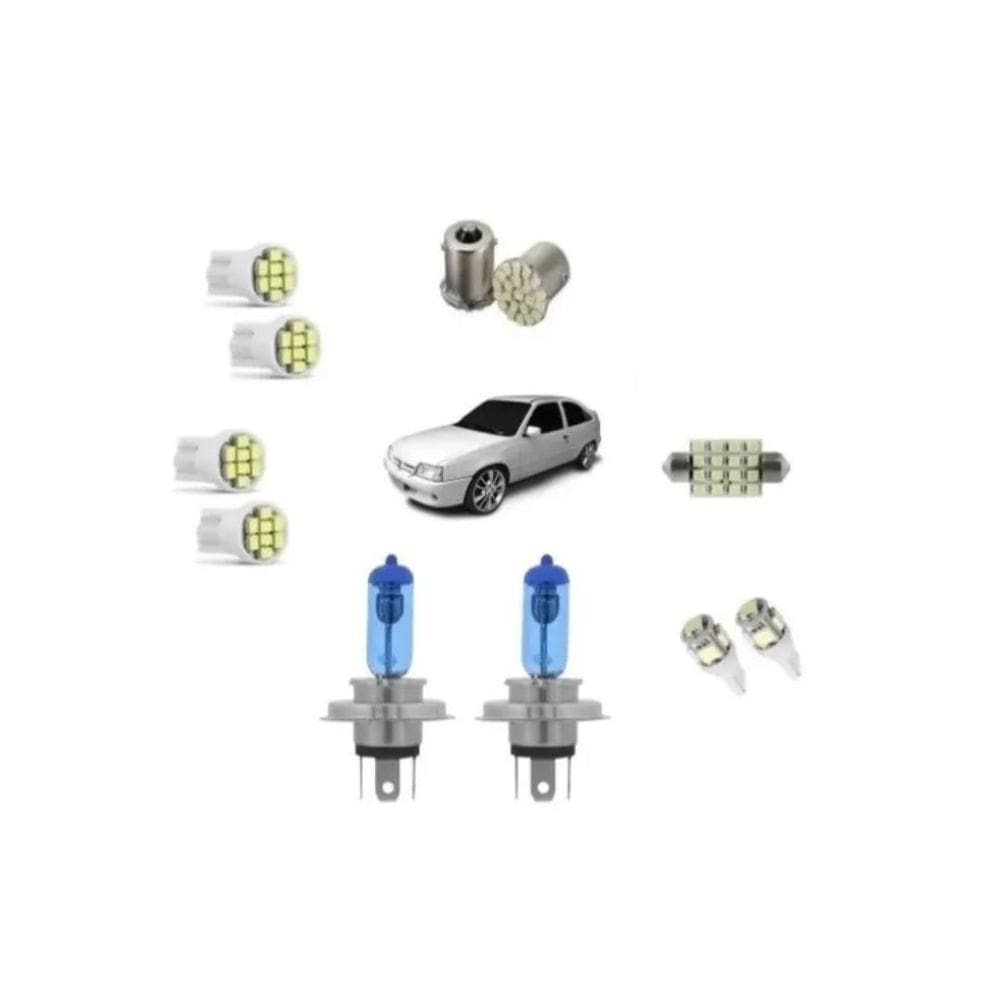 Kit Lâmpadas Led Kadett Ipanema + Farol H4 Super Branca