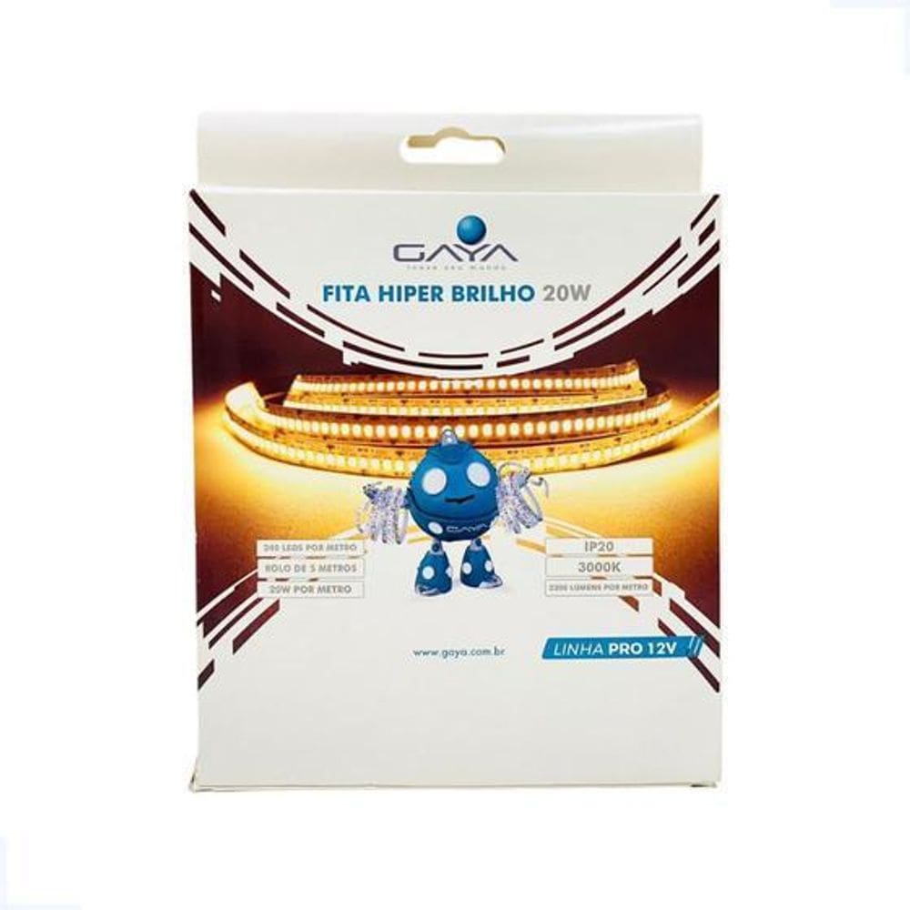 Fita De Led Hiper Brilho 20W 2200Lm 4000K 12V - Gaya- Gy1455