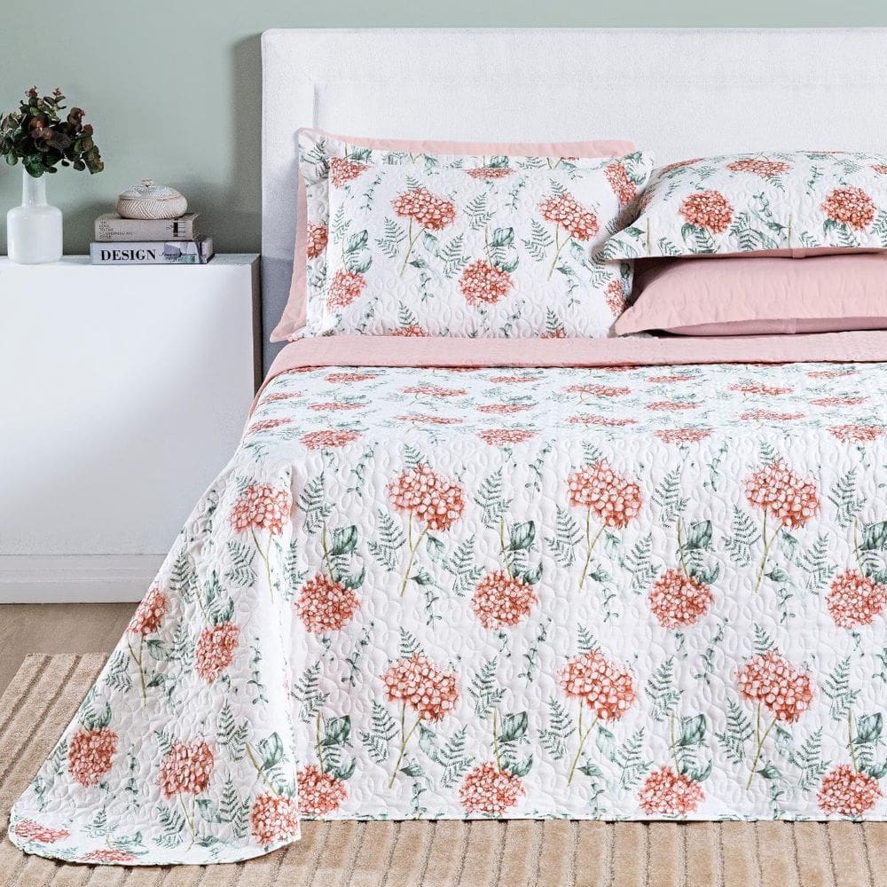 Jogo Queen Size Colcha Selin Algodão 200 Fios Bordado