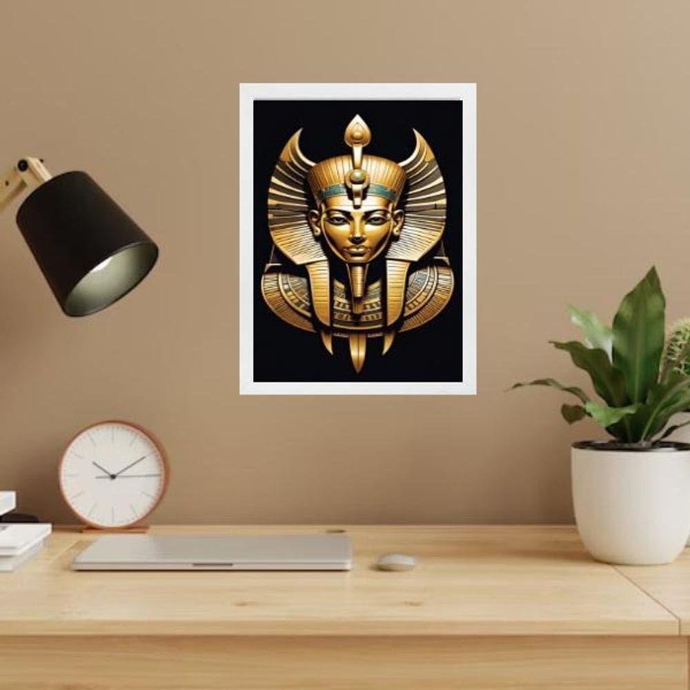 Quadro Decorativo Faraó Egípcio 45X34Cm - Com Vidro