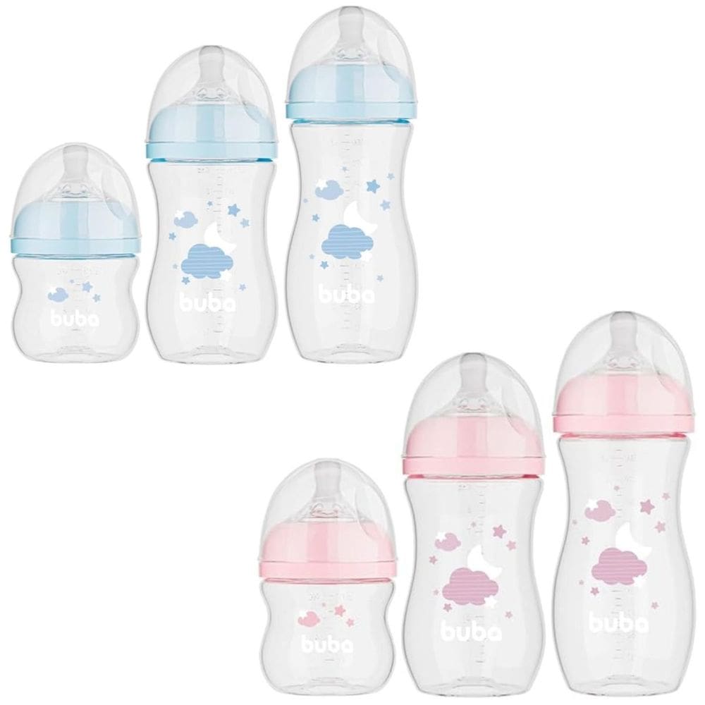Kit 3 Mamadeiras Nuvem 120 270 330ml Easy Flow Bico Macio Buba
