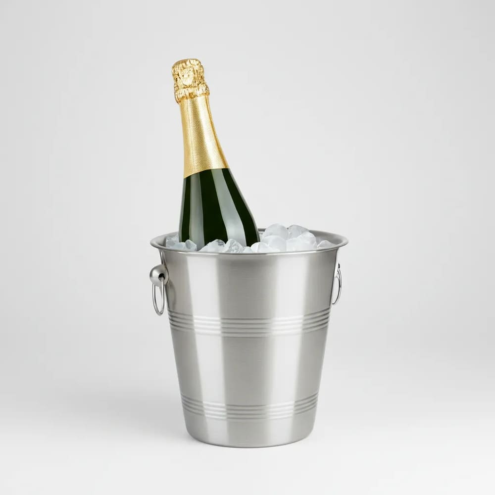 Balde Gelo Champagne Cerveja Bebidas Cozinha Inox Premium Cinza Inox Polido