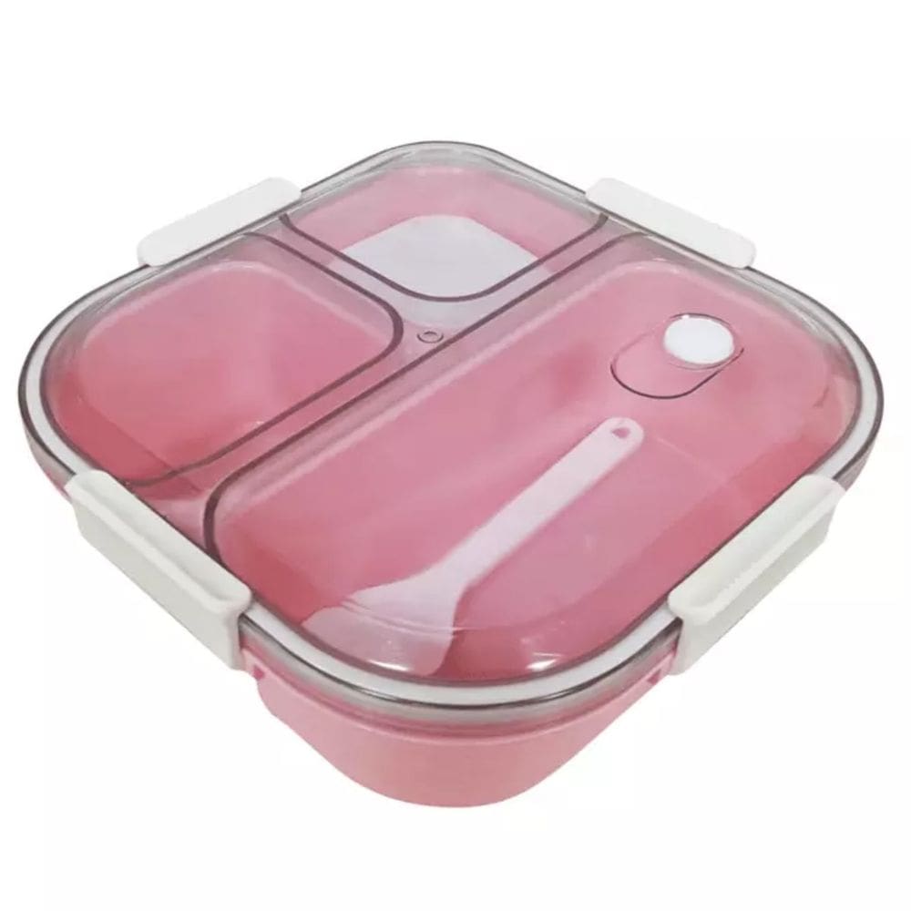 Pote Marmita Bento Box de 3 Compartimentos 1200mL Rosa