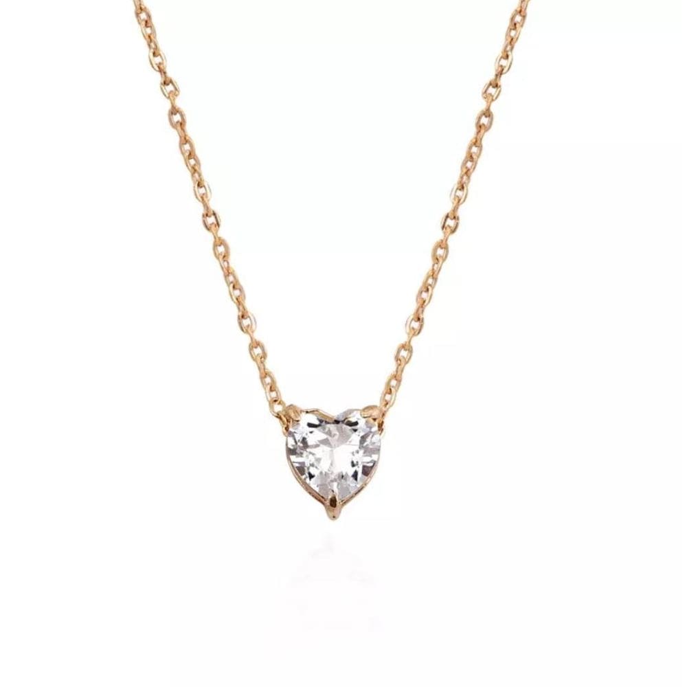 Colar Corrente Dourado Coração Brilho Strass Pedra Delicado