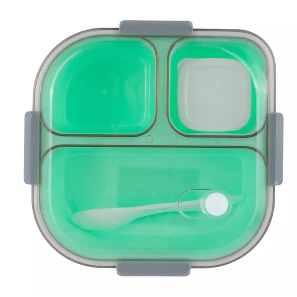 Pote Marmita Bento Box de 3 Compartimentos 1200ml Verde