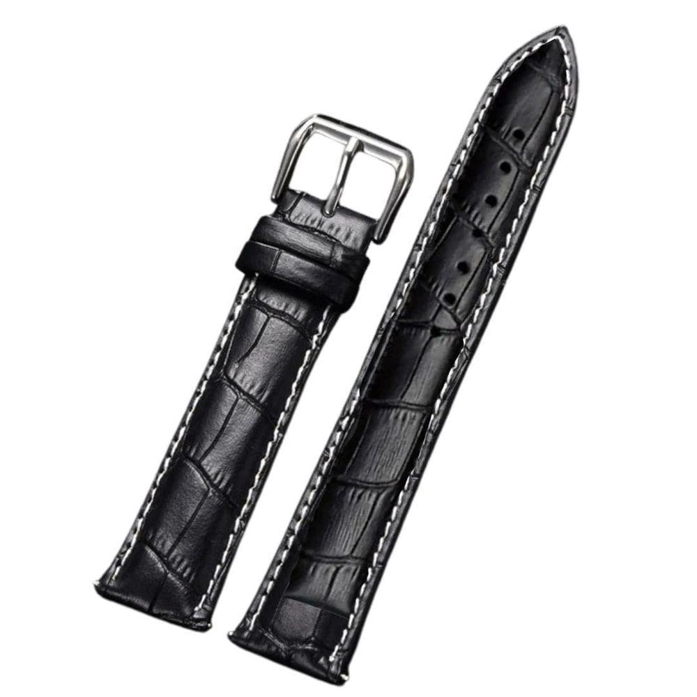 Pulseira De Relógio Croco 20 Mm Preta