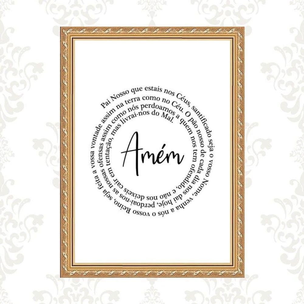 Quadro Moldura Dourada Pai Nosso Espiral 45X34Cm