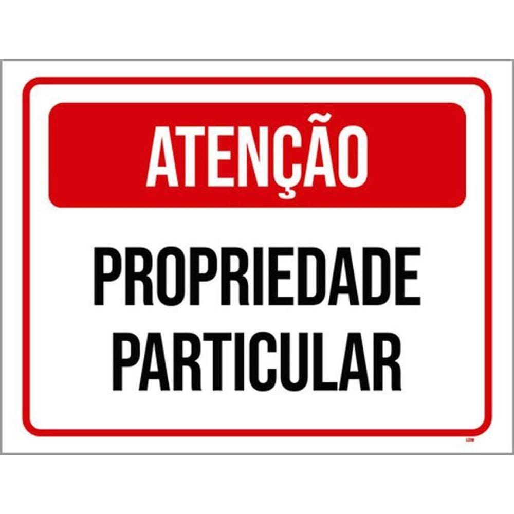 Kit 5 Placas Vermelha - Propriedade Particular Atenção