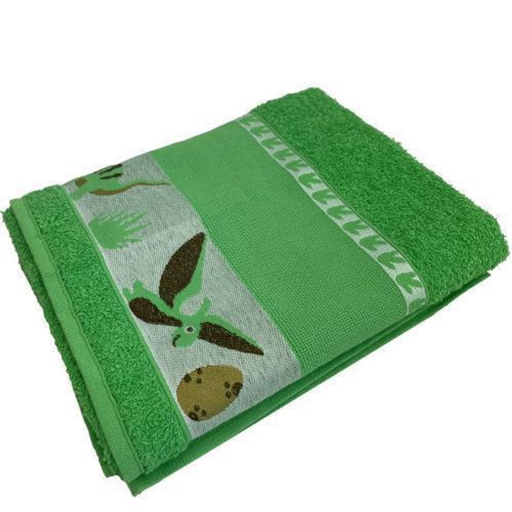 Toalha De Banho Infantil Verde Dino Ponto Cruz Faap 70X110Cm