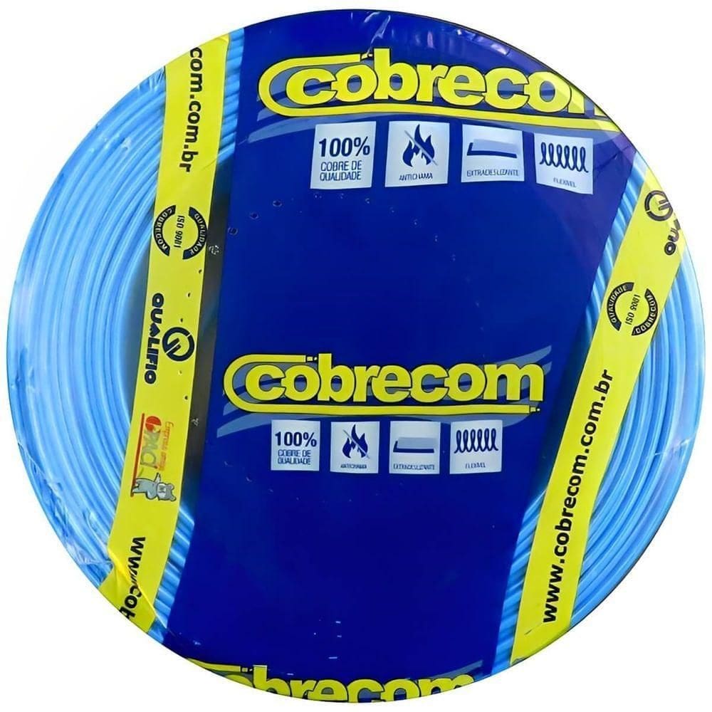 Cabo Flexicom de Cobre 4,0mm 750 Volts Azul com 100 Metros 1150602401 Cobrecom Cabo Flexicom Azu