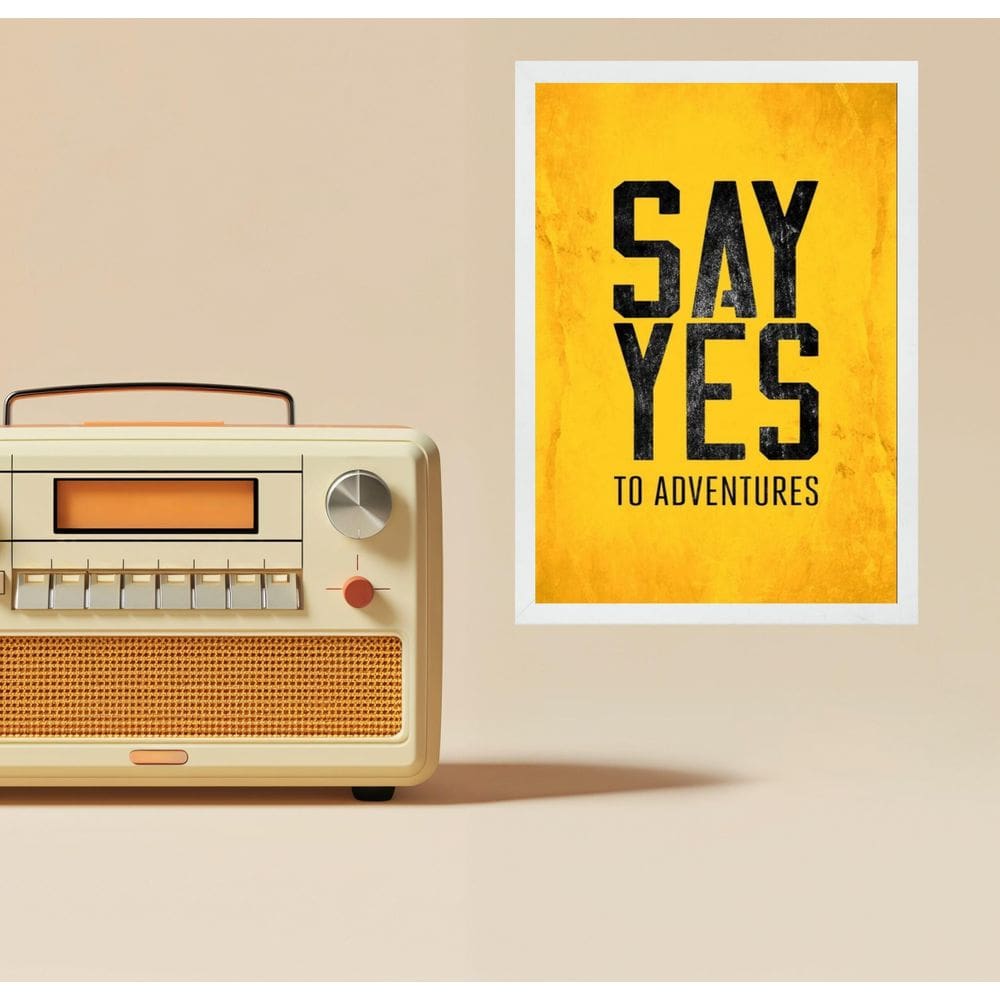 Quadro Decorativo Frase Aventura 33X24Cm - Com Vidro