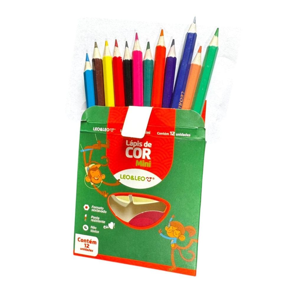 Kit 6 Caixas De Lápis De Cor 12 Cores Pequeno 9Cm Sextavado