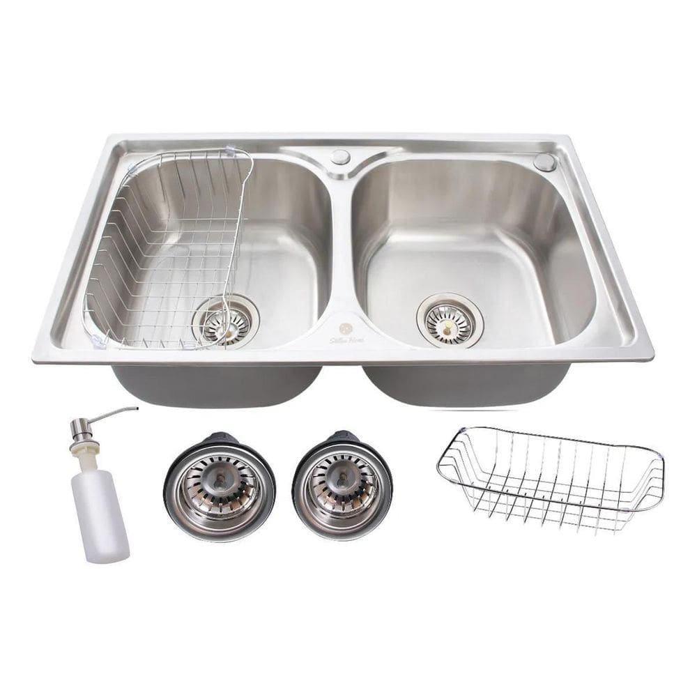 Cuba Dupla Gourmet Cozinha Aço Inox 304 Com Acessorios 78X43