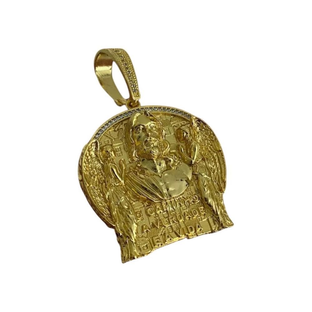 Pingente Jesus É O Caminho  G  - Banhado A Ouro 18K