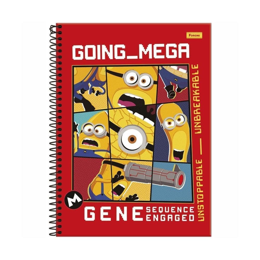 Caderno Minions Espiral Capa Dura 1 Matéria 80F Escolar